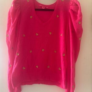 Lilly Pulitzer Pink Heart Patterned Women's Large Sweater